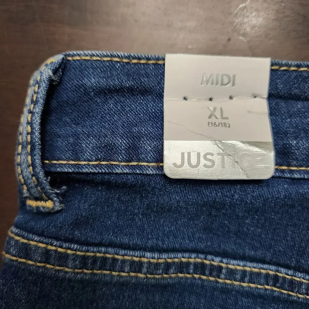 NWT Justice Midi Denim Shorts Size XL 16/18